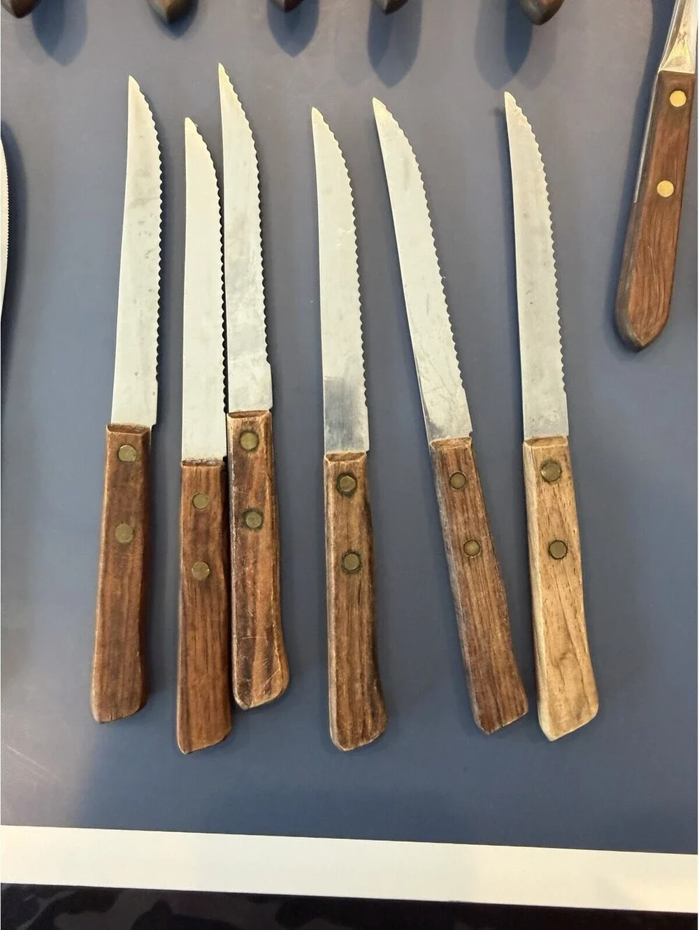 Vtg WF Washington Forge Town & Country Wood Handle  SS Flatware Lot Of 27
